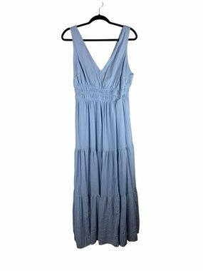 Torrid Light Blue Tiered Maxi Dress Smocked Waist V Neck Size 0